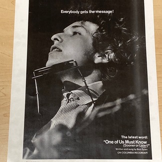 BOB DYLAN POSTER - EVERYBODY GETS THE MESSAGE! repro Columbia Records 1966 folk