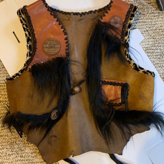NEW YORK DOLLS custom made vest 1973 , monkey fur & leather plus more