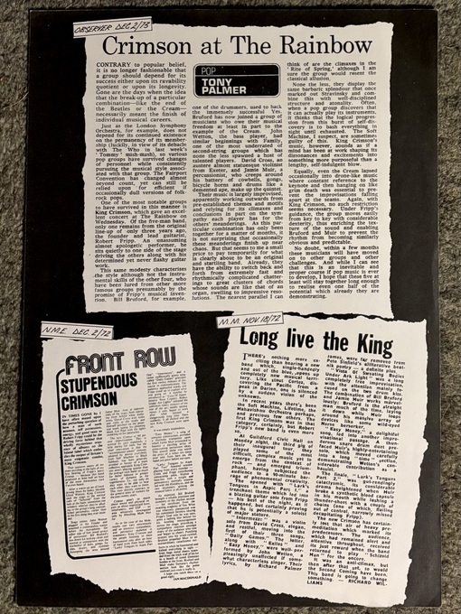 KING CRIMSON Larks' Tongues original March 1973 UK press release