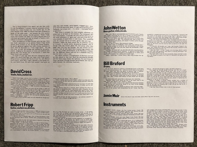 KING CRIMSON Larks' Tongues original March 1973 UK press release