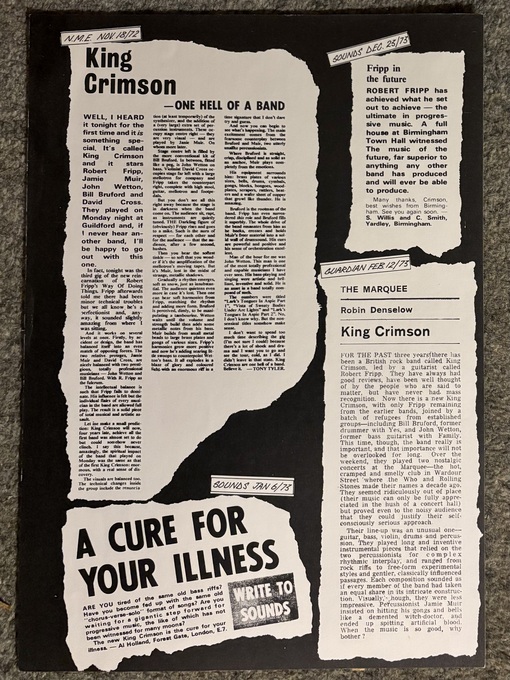 KING CRIMSON Larks' Tongues original March 1973 UK press release