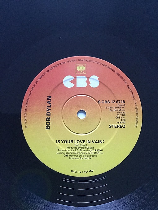 Is your love in vain 1978 CBS NM 12” single superb vinyl