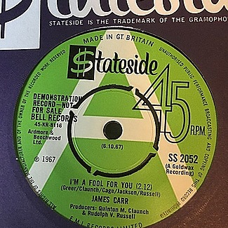 Iβm A Fool For You 1967 1st press stateside 7β demo promo ex+ vinyl and play by James Carr