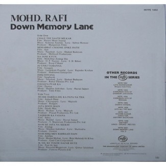Mohd. Rafi Down Memory Lane - MFPE 1002 - Cover Reprinted - LP Record by Kalyanji Anandji